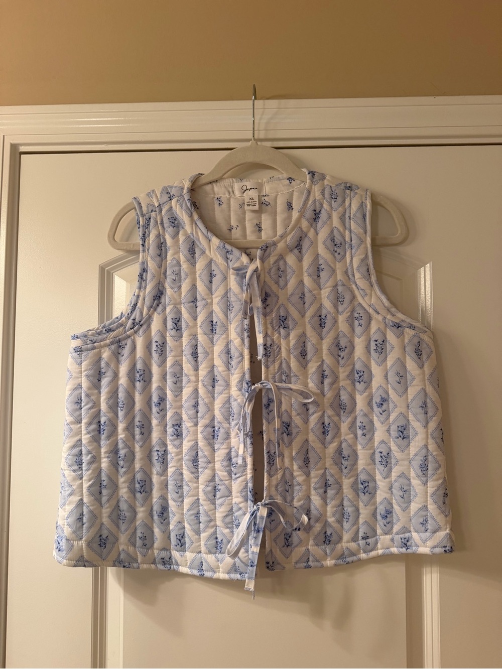 Jopna Quilted Blue Floral Tie-Front Kids Vest